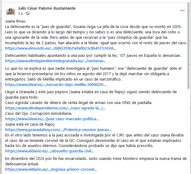 Julio40212962's tweet photo. Juana Rivas y los "delincuentes de guardia".
Desde "el juez humano" a Susana Vega.
https://t.co/EFNna2WmuW
107 jueces denuncian
https://t.co/Aq6NgUgi5O
Juez humano y narcotráfico
https://t.co/r6k1C0wPkj
Varios posts. https://t.co/CI5ogzVkG0