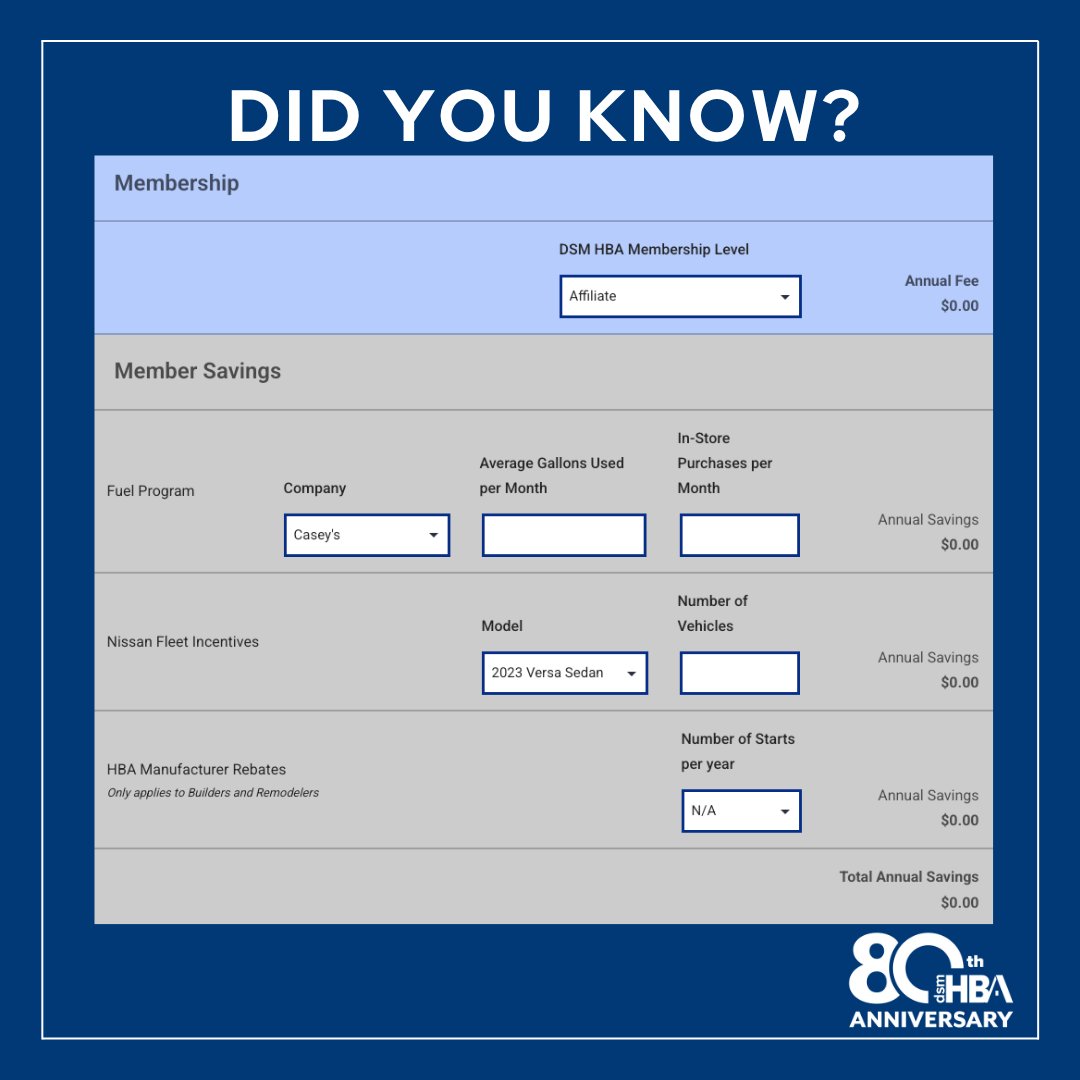 Did You Know? 

Click The Link To Check Out Our Membership Benefit Calculator To Get A Closer Look At How The DSMHBA Can Save You Money. 

l8r.it/K39D

#dsmhba #membership