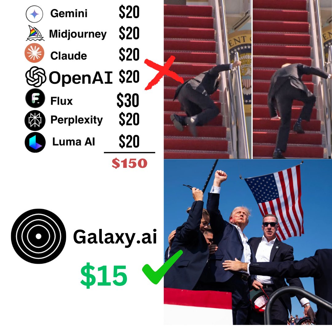 Still paying for multiple AI tools?   Let’s break it down. You might be spending upwards of $360 a month just to access the essential AI services you need.   What if I told you there’s a better way?   Introducing Galaxy.ai, the #1 all-in-one AI platform.   For just