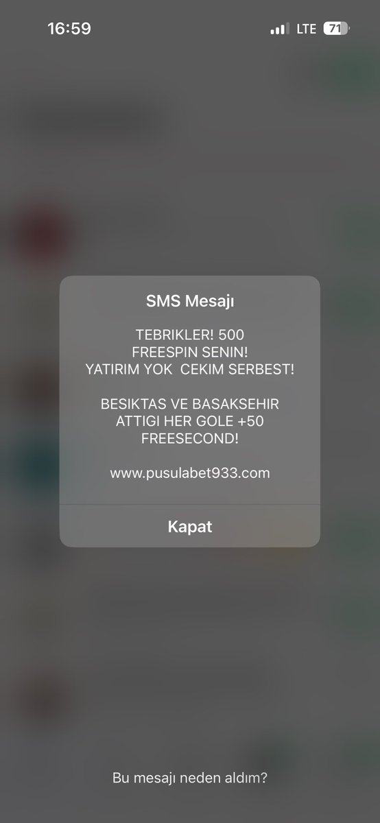 Calapkorur's tweet photo. SN.Bakanım. 24.07.2025 saat 16:29’da telefonuma tam ekranı kaplar şekilde bahis reklam mesajı geldi ve virüs olabileceği yazıyor.turkcel bizle alakası yok dedi Turkcel flash mesajı neden kapatamıyor. Ortalık dolandırıcı dolu.   5332546064 @Turkcell @UABakanligi  @a_uraloglu https://t.co/ZeYzfIARkk