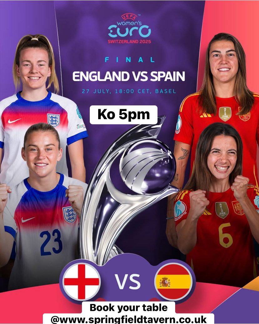 Saturday
🏉 British &amp; Irish Lions v Australia 11am
🎶 Emmet O’Malley @ 9pm 🎶 
Sunday 
All Ireland Final 
🏐Donegal v Kerry 3.30pm
Women’s Euro Final
⚽️England v Spain 5pm

🥘Food Served 12pm to 10pm
Book@ thespringfieldtavern.co.uk
<a href="/IrishinLondon/">Irish in London Official</a> <a href="/boundsgreenon/">Bounds Green On</a> <a href="/MuswellHillNews/">MuswellHillNews</a>

@