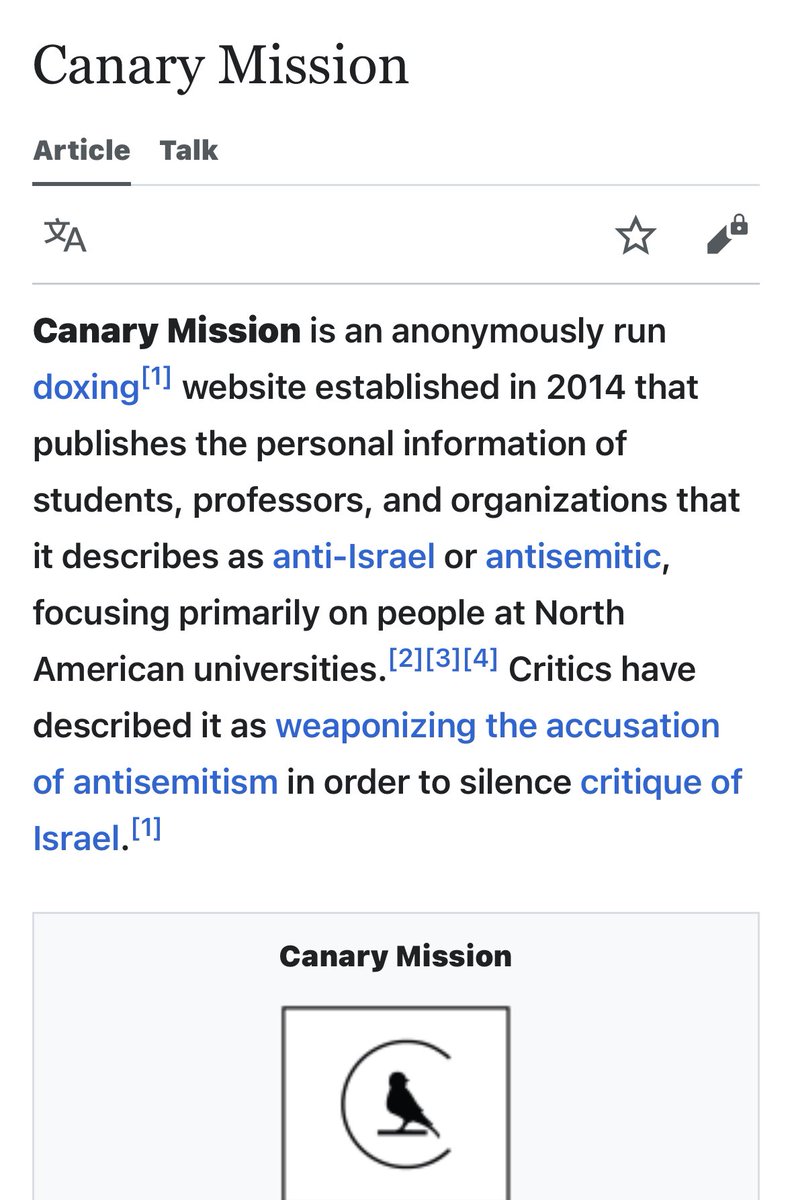 KaceeRAllen's tweet image. The Canary Mission should be banned from the United States.
Why do we allow an anonymous run doxxing website of anyone who criticize Israel or Jewish people?