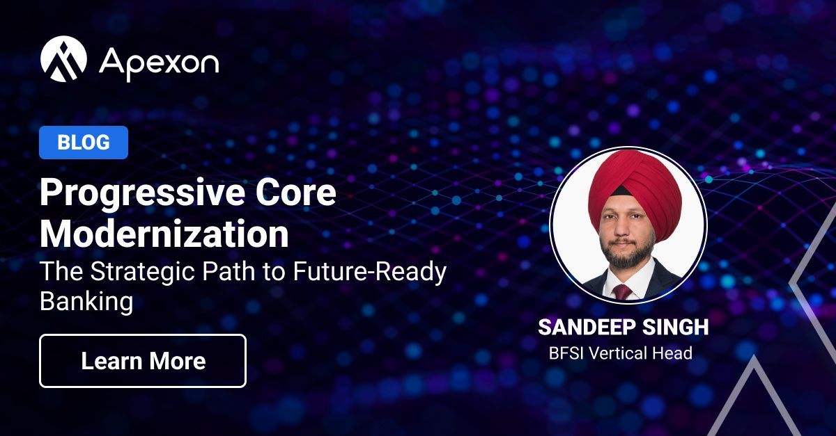 ApexonGlobal's tweet image. What if your core could support real-time AI, launch products faster, and secure data beyond quantum threats?

Sandeep Singh shares Apexon’s blueprint for Progressive Core Modernization.

Read more: apexon.com/blog/progressi…

#CoreModernization #AIinBanking #BankingTech…