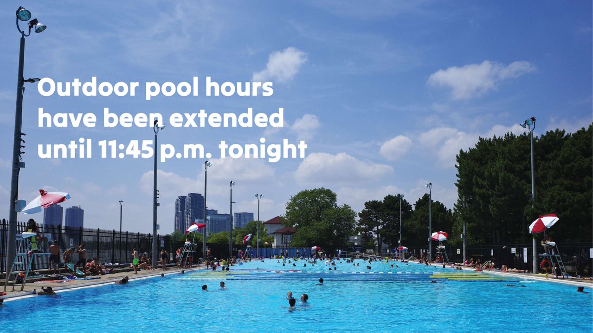 TorontoPFR's tweet image. Outdoor pool hours have been extended until 11:45 p.m. tonight (Friday, July 25, 2025).
📍 Alex Duff
📍 Fairbank
📍 Halbert Park (until 9 p.m.)
📍 McGregor Park
📍 Monarch Park
📍 North Toronto
📍 Smithfield
📍 Sunnyside
toronto.ca/Swim