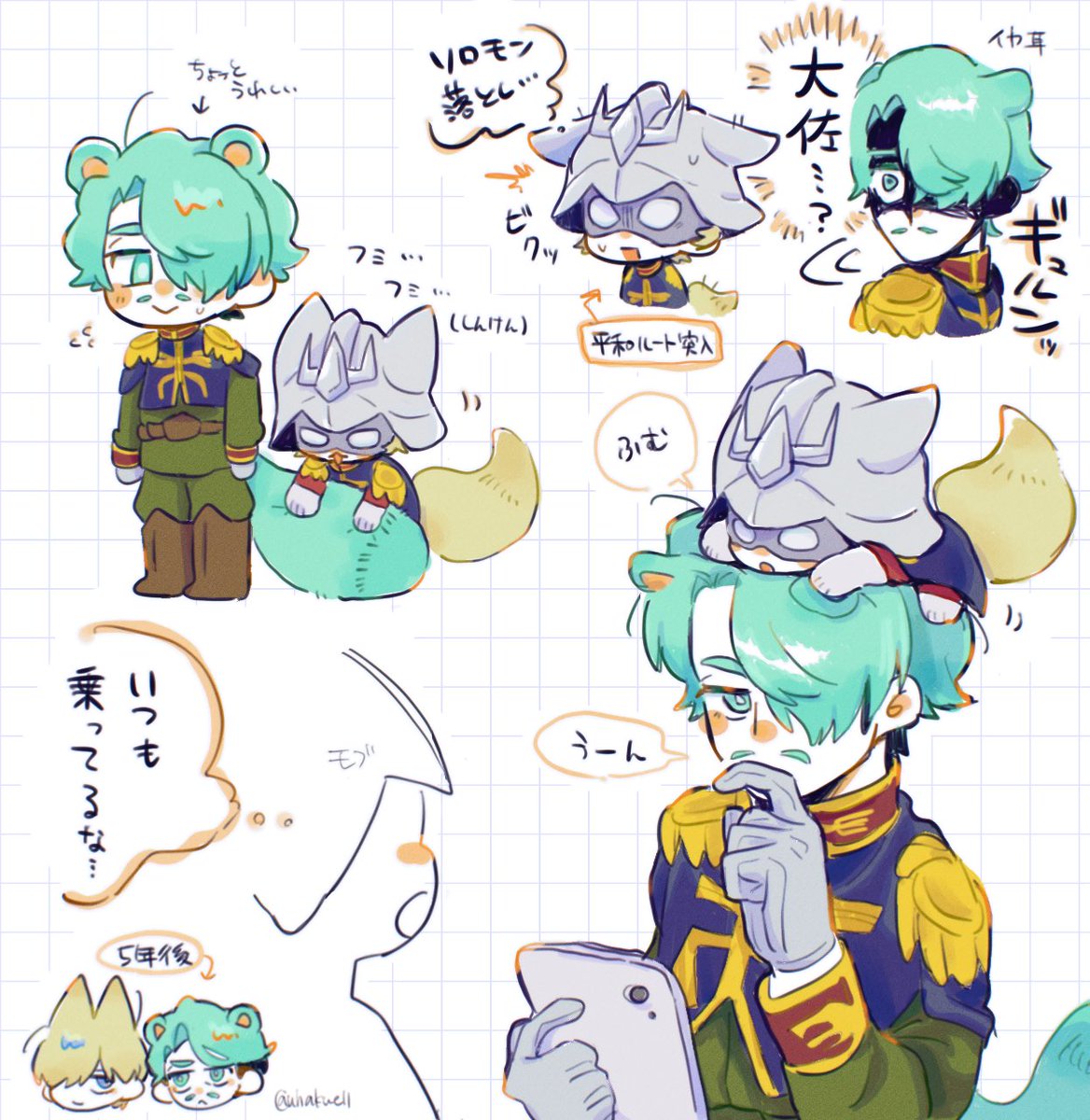 uhakue11's tweet image. ｼｬｱｼｬﾘ らくがき 
🟥が謎にちっこい