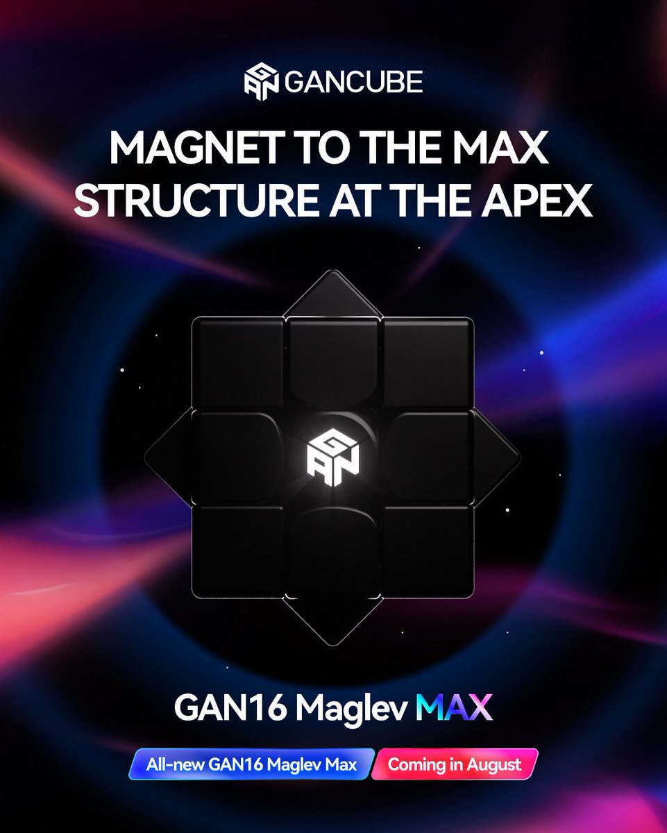 gancube's tweet photo. GAN16 Maglev MAX. Coming in August...

Stay tuned for more.

#GANCUBE #GANCUBESHOP #GANSpeedcube #GAN16Maglev #CubingNewAge #CubingTime #cubinglife #cubingworld #cubingcommunity #cubecollection #speedcube #newrelease #newarrival https://t.co/CD1oCAdPiM