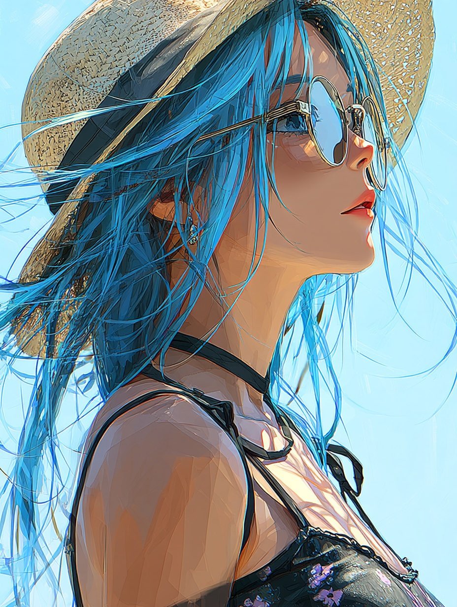 イラスト原画 「サングラスの娘」 NinaAI（になあい） on X: 