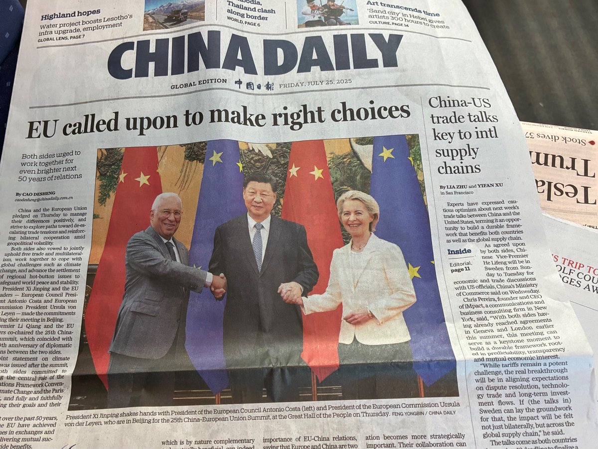 CroweDM's tweet image. On sale at a German train station: Xi telling the EU to “make the right strategic choices”