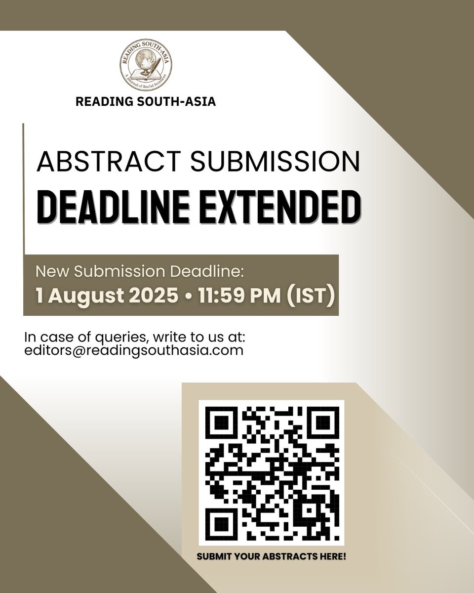 readingSAsia's tweet image. Abstract submission deadline extended to 1 August 2025, 11:59 PM.