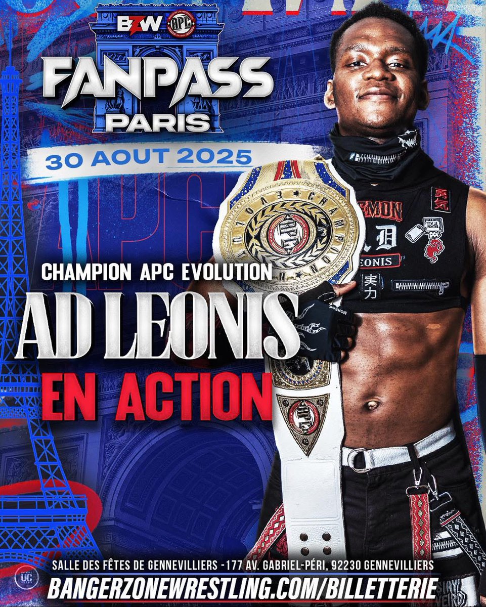 CatchenFranco's tweet image. BZW et APC ont annoncé la présence du champion APC Evolution AD Leonis pour leur show FRENCH TOUCH qui aura lieu le 30 août à la salle des fêtes de Gennevilliers.