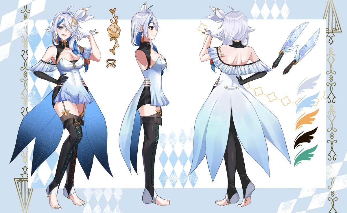 NAno_popo02's tweet image. I created a reference sheet commissioned by SasugaReina!
The bird feathers and floral decorations are absolutely beautiful!
#VGenComms #Commission