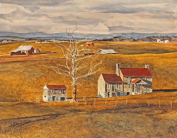 AntiqueDigest's tweet image. "Shenandoah Valley Farm," a 22" x 28" watercolor on board by John Chumley (1928-1984), sold for $6000 (e. $3000/5000) at @HeritageAuction. It was from a private collection in Fort Worth, Texas maineantiquedigest.com/stories/americ… #art #artist #ShenandoahValley #Shenandoah #Chumley #farm