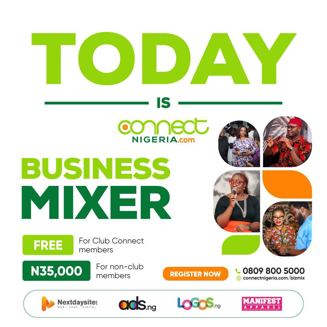 ConnectNigeria's tweet image. It’s finally here! 🥳🎉 

The #BusinessMixer is happening TODAY. 

A time to network, build valuable connections, and stand a chance to win many prizes! 

Don’t miss out! Register here now 👉 connectnigeria.com/bizmix

#connectnigeria #bizmix #networking #event