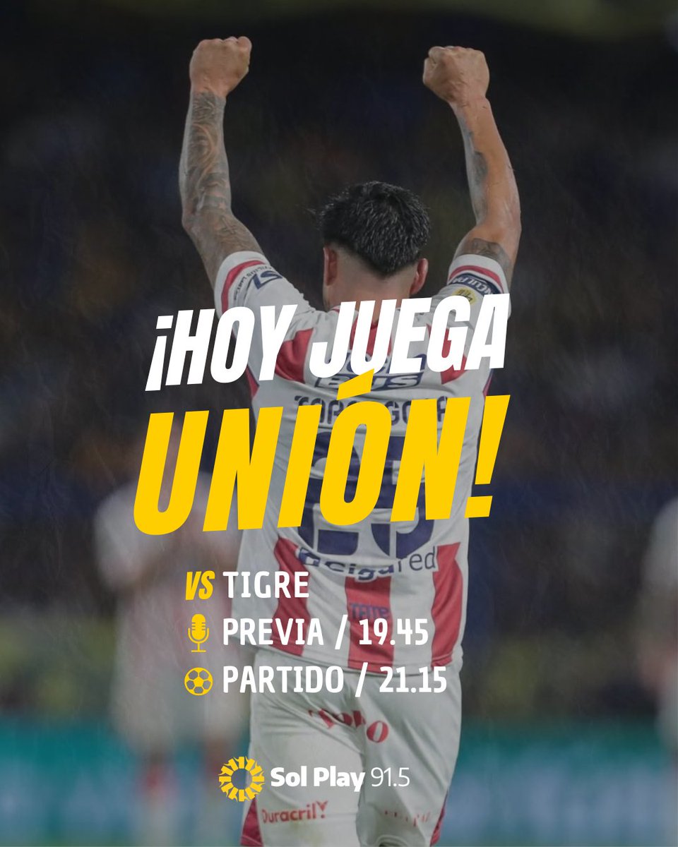 🔴⚪️¡HOY JUEGA UNIÓN!

El Tate recibe al Matador en el 15 de Abril y lo vivís por solplay915.com.ar

🎙️Relata <a href="/JuanchiOldani/">Juanchi Oldani</a> 
🎙️Comenta <a href="/quiquecruzh/">Enrique Cruz</a> 
🎙️Vestuarios <a href="/JBuccolini/">Julian Buccolini</a>