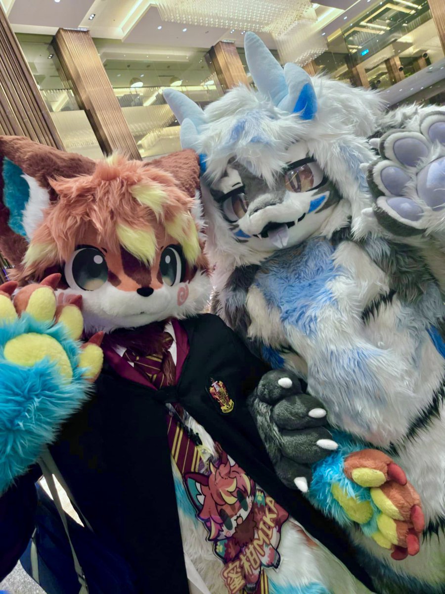 兩隻新毛的合照！
另一隻小可愛叫蜜柑～

這還是我第一次在推特公開我的新毛呢～

心裡的os：為何看起來那麼呆呢！orz

攝影： 帕皮

#FursuitFriday