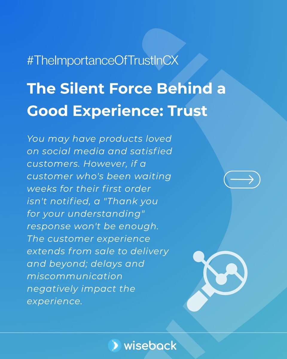 wiseback's tweet image. 🌟 Trust is the silent driver of #CX success. 87% of customers repurchase when they trust a brand; poor communication and silence quickly erode loyalty. Great CX requires honest, timely engagement—not just flashy ads. Invest in real experiences to win lasting customer loyalty.