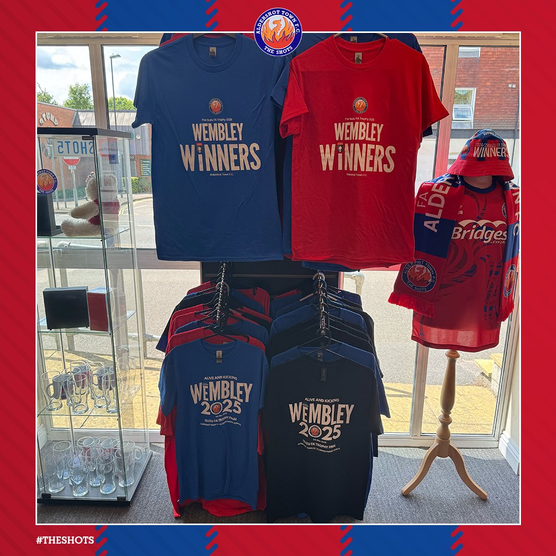 The vast majority of our Wembley Winners merch is now in stock and orders for collection are now ready to collect! 🤩

The Club Shop will be back open 11-2, Mon-Fri this week so pop in and get your orders 🤝