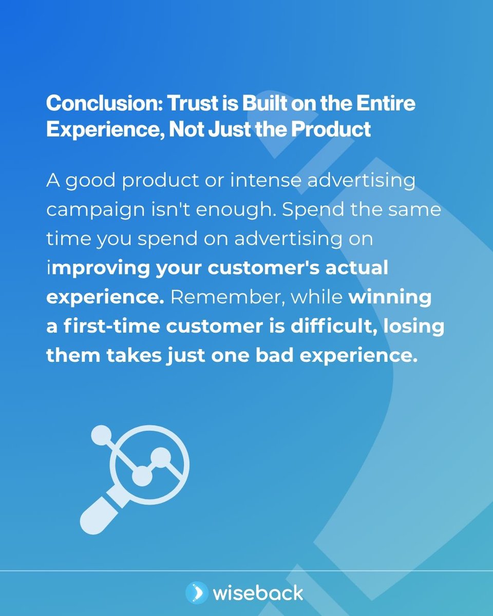 wiseback's tweet image. 🌟 Trust is the silent driver of #CX success. 87% of customers repurchase when they trust a brand; poor communication and silence quickly erode loyalty. Great CX requires honest, timely engagement—not just flashy ads. Invest in real experiences to win lasting customer loyalty.