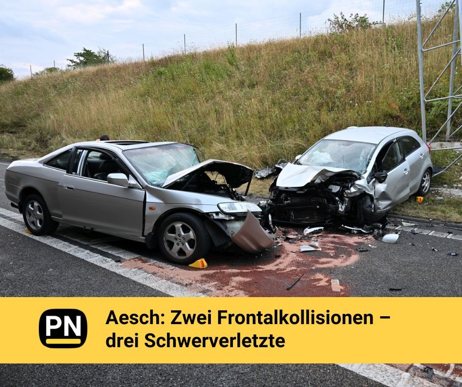 prime_news_ch's tweet image. Am frühen Freitagmorgen ereignete sich auf der Autobahn A18 bei Aesch BL ein Verkehrsunfall mit drei beteiligten Fahrzeugen. Mehr dazu: primenews.ch/news/2025/07/a…