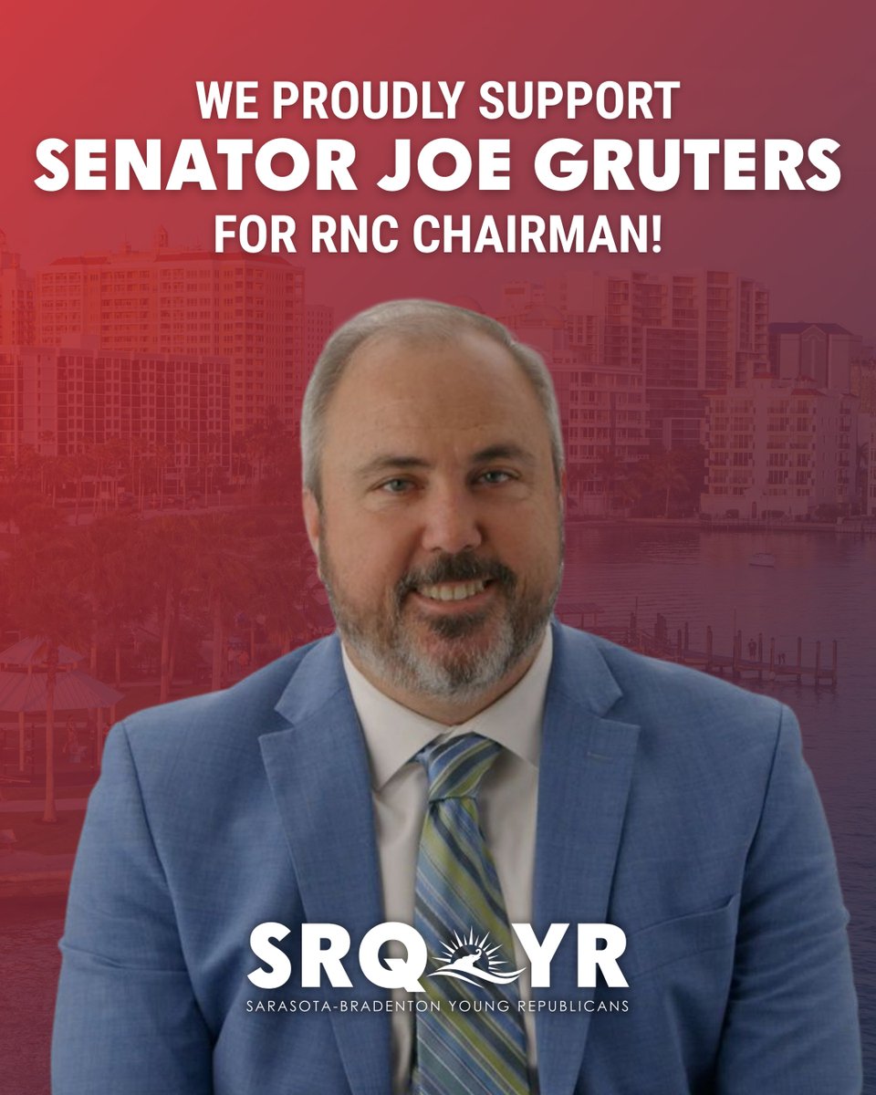 Sarasota-Bradenton Young Republicans (@srqyrs) on Twitter photo The Sarasota-Bradenton Young Republicans stand with President Trump and proudly support Sarasota native, SRQYR alum, and OUR State Senator, <a href="/JoeGruters/">Joe Gruters</a>, for RNC Chairman!
The RNC needs bold, proven leadership and Joe has what it takes! 🇺🇸 The Sarasota-Bradenton Young Republicans stand with President Trump and proudly support Sarasota native, SRQYR alum, and OUR State Senator, <a href="/JoeGruters/">Joe Gruters</a>, for RNC Chairman!
The RNC needs bold, proven leadership and Joe has what it takes! 🇺🇸