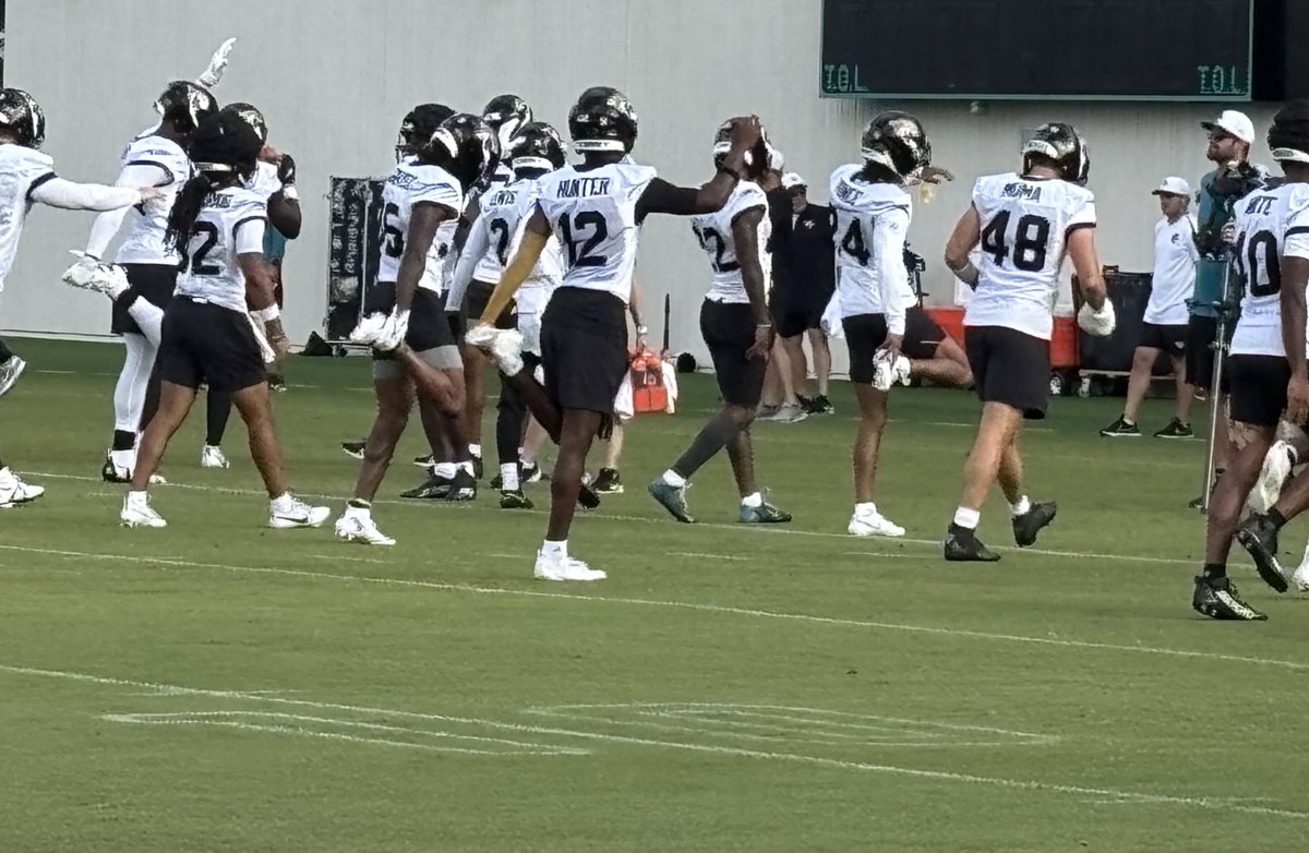 ESPNdirocco's tweet image. Defense day for Travis Hunter. First of camp.