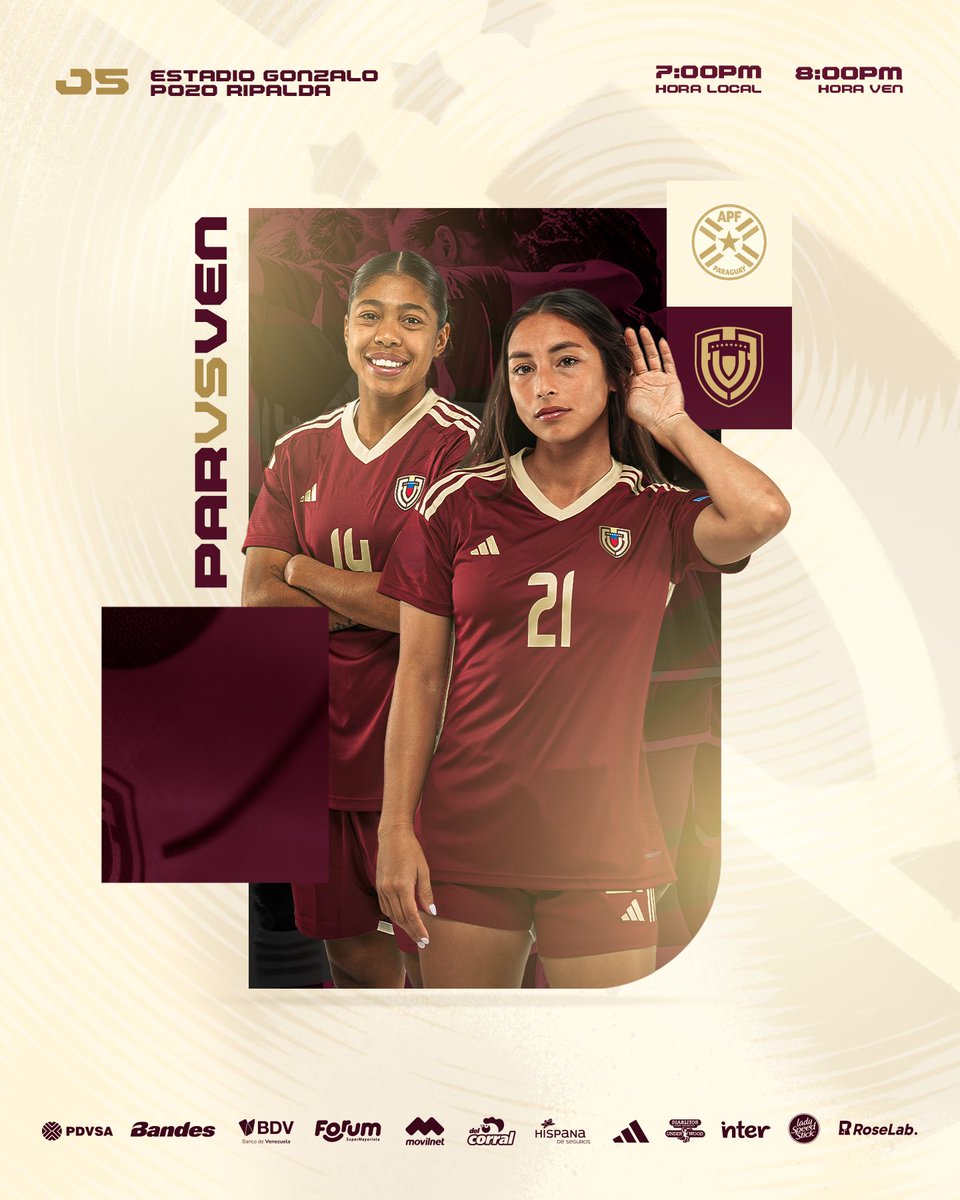 FemeninoFVF's tweet photo. 𝙃𝙤𝙮 𝙟𝙪𝙚𝙜𝙖 𝙡𝙖 𝙑𝙞𝙣𝙤𝙩𝙞𝙣𝙩𝙤 𝙁𝙚𝙢𝙚𝙣𝙞𝙣𝙖 🙅‍♀️🇻🇪

Las chamas se enfrentarán a Paraguay en busca de un boleto a las semifinales de la Copa América Femenina 🏆

🏟️ Estadio Gonzalo Pozo Ripalda
⏰ 7:00 PM (LOC), 8:00 PM (VEN)
📺 Televen
📻 FM Center

#SiempreVinotinto https://t.co/meoGqV0Iki