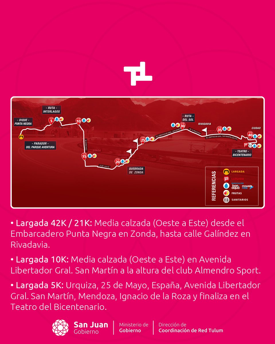 🚍⚠️Desvíos por Maratón Internacional de San Juan⚠️🚍

📌Deslizá para conocer los detalles 👉

<a href="/MinGobSanJuan/">MINGOB San Juan</a> 
<a href="/sisanjuanok/">sisanjuanok</a> 

#RedTulum #MinGobierno #LauraPalma #TránsitoyTransporte #SUBE #MarceloOrrego #SanJuan #SanJuanArgentina