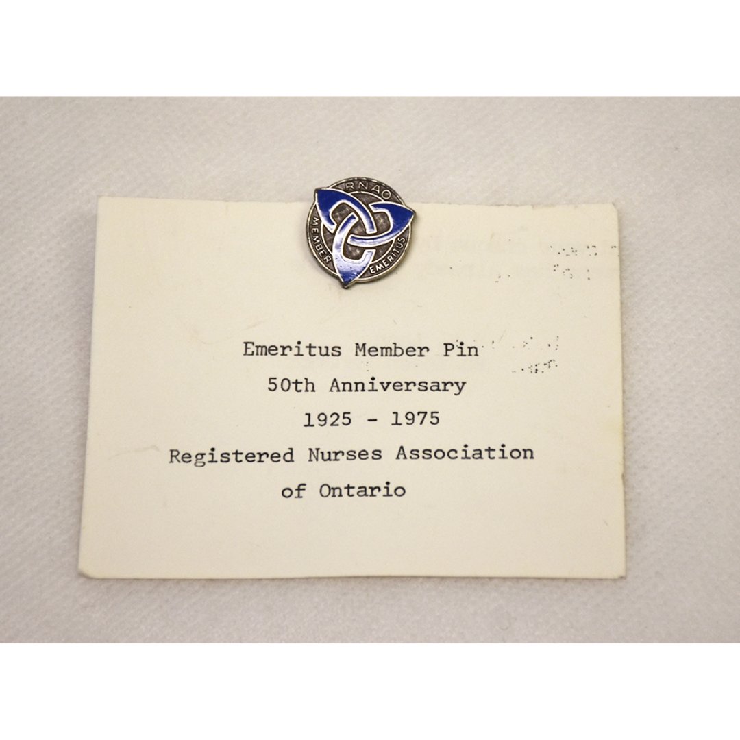 RNAO's tweet image. #DidYouKnow: The emeritus member category (provides membership privileges for life after 40 consecutive years of membership) was introduced in 1967. Pictured is a special emeritus pin marking RNAO’s 50th anniversary in 1975.
Visit #RNAO100 page for more: RNAO.ca/RNAO100