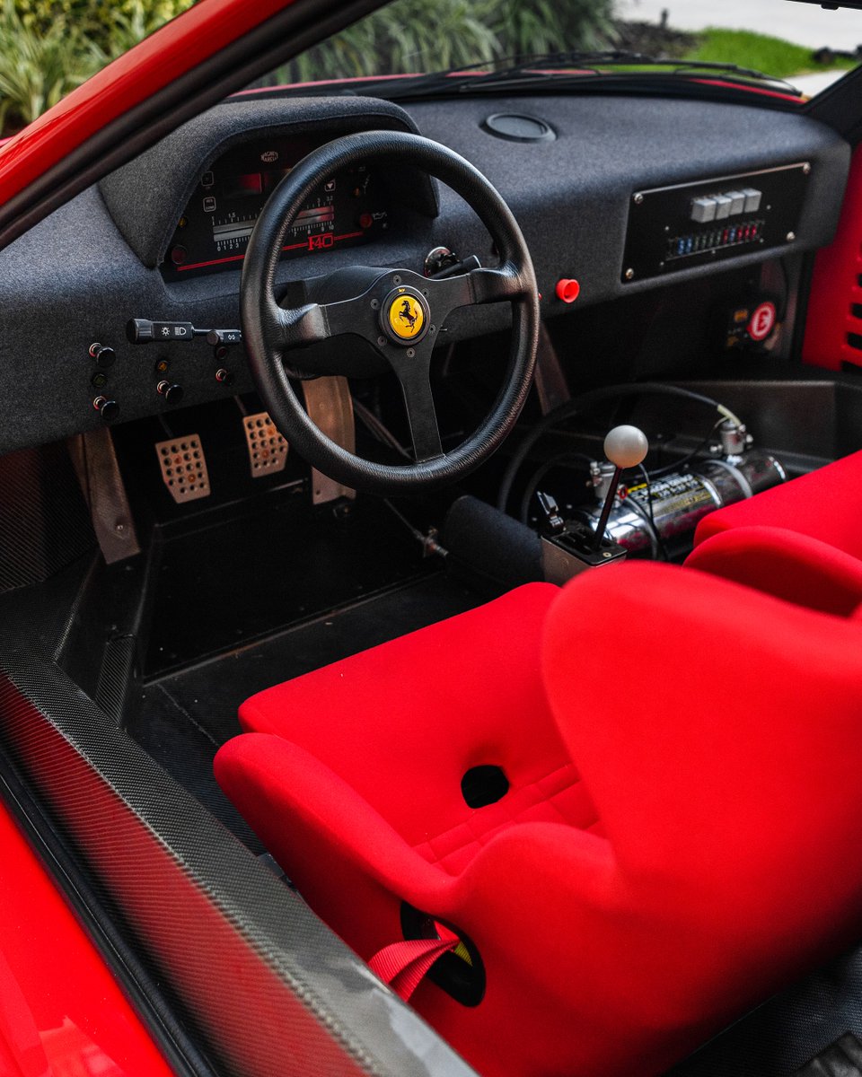 rmsothebys's tweet image. One of just 19 Ferrari F40 LMs. Built to GTC spec. Up to 760 horsepower.
This is build number 14, with matching numbers, Ferrari Classiche certification, and a fresh $67K service by Rosso Corsa Inc.
Shown at ModaMiami 2025. Twice restored by Michelotto. As real as it gets.…