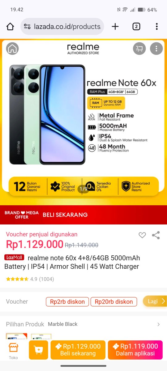 thisbeautygirll's tweet photo. buruan checkout realme note 60x di lazada pesta gajian karena harganya semurah ini dong, spesial Pesta Gajian Diskon Besar gini voucher bonus s.d 500rb jangan di sia-siakan gitu aja 🥰 

https://t.co/d9ZLmzO9Ne https://t.co/OYDMNxHenH
