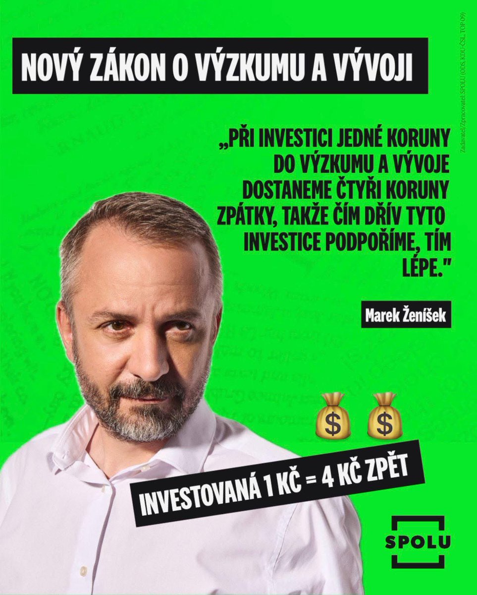 zenisek_m's tweet image. 💰Každá investovaná 1 Kč do výzkumu přinese 4 Kč zpět! 📈💡
🚀 Věda a výzkum není jen o práci v laboratořích, ale jde především o to, že jejich správné využití v praxi má zásadní vliv na ekonomiku, průmysl i celkovou budoucí konkurenceschopnost naší země. 🇨🇿