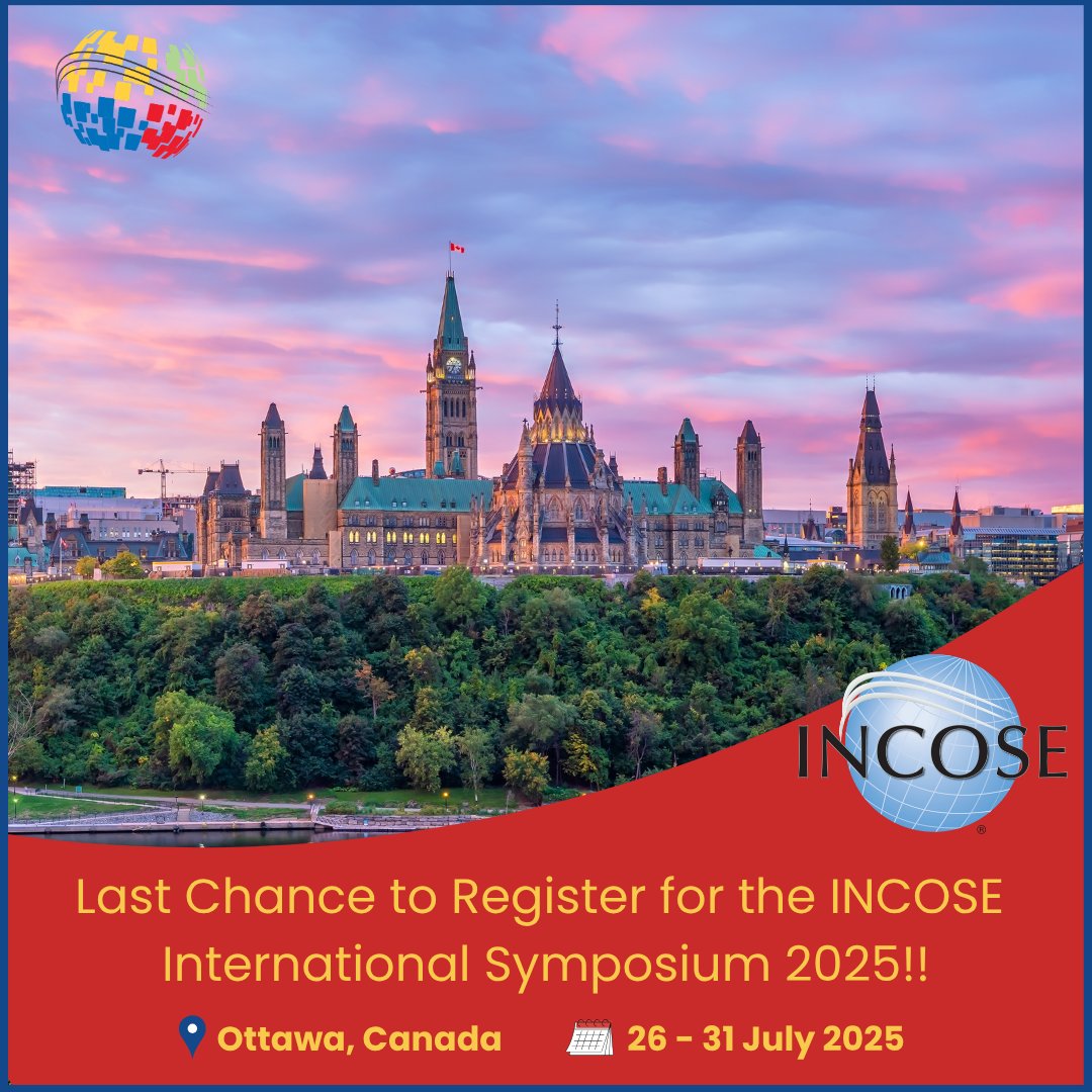 incose_org's tweet image. Don't miss your chance to register for the #INCOSE 2025 International Symposium! Join us in Ottawa or participate through our excellent virtual program. You can even register in-person on the day of the event. Sign up now: bit.ly/4jJfzcp