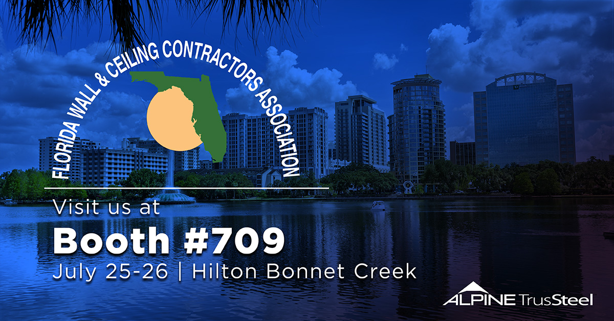 TrusSteel's tweet photo. Attending the Florida Wall &amp; Ceiling Contractors Association's Annual Conference?

Stop by booth 709 to explore Alpine TrusSteel's advanced cold-formed steel truss system - the top choice for roof and floor structural framing in the industry. 

#Alpine https://t.co/ild3PLA8AY