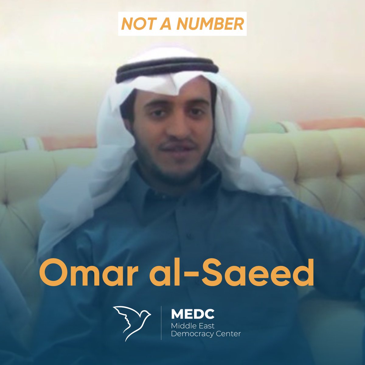 MideastDC's tweet image. More than 7⃣ years have passed since Omar al-Saeed, a Saudi human rights defender & a founding member of the Saudi Civil & Political Rights Association, was rearrested solely for peacefully advocating for human rights in #SaudiArabia.
It's time to #FreeOmarAlSaeed. #NotANumber