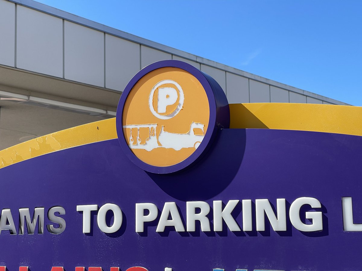 Savethedmagic's tweet image. The signs at the TTC look terrible. The word “Trams” is pushed in and the vinyl is sun faded and peeling on the logo. Not a good look at all.