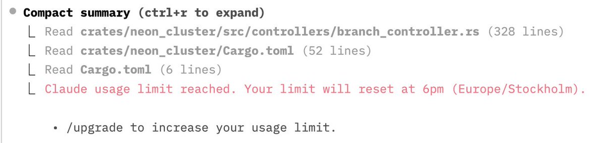 jonathangrahl's tweet image. Claude Code went a bit crazy today; I sent in ~500 lines of logs and a ~300 line file, and it went into compact immediately.