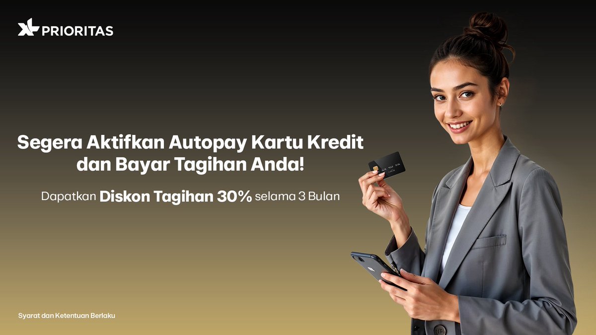 suaradotcom (@suaradotcom) on Twitter photo Bayar tagihan <a href="/XL_Prioritas/">XL PRIORITAS</a> makin praktis dengan aktifin Autopay di aplikasi myXL!
✅ Bonus kuota hingga 5GB
✅ Diskon tagihan hingga 30%
📲 Bisa langsung autodebet pakai kartu kredit, tagihan auto terbayar tiap bulan!
Yuk download & aktifkan di aplikasi myXL sekarang! Bayar tagihan <a href="/XL_Prioritas/">XL PRIORITAS</a> makin praktis dengan aktifin Autopay di aplikasi myXL!
✅ Bonus kuota hingga 5GB
✅ Diskon tagihan hingga 30%
📲 Bisa langsung autodebet pakai kartu kredit, tagihan auto terbayar tiap bulan!
Yuk download & aktifkan di aplikasi myXL sekarang!