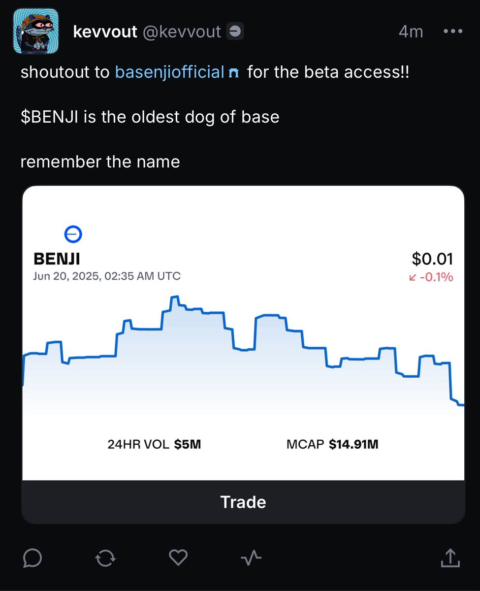 kevvout1's tweet image. thank you @Basenjiofficial for the @base app invite!!
looking forward to shilling $BENJI over there from now on too
follow me -> kevvout.base.eth