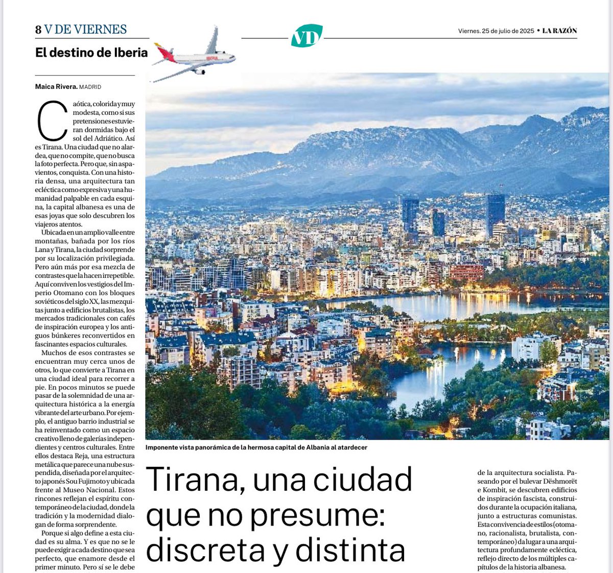 Hoy, en <a href="/larazon_es/">La Razón</a> , propongo ✍️ una de esas joyas que solo descubren los viajeros atentos: ¡#Tirana!
*En edición impresa, y en digital 👉 larazon.es/viajes/tirana-… 
#viajes #Albania ✈️
