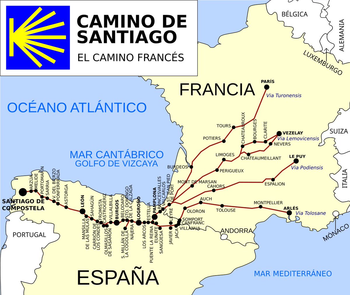 Ruta del Camino de Santiago Francés.
