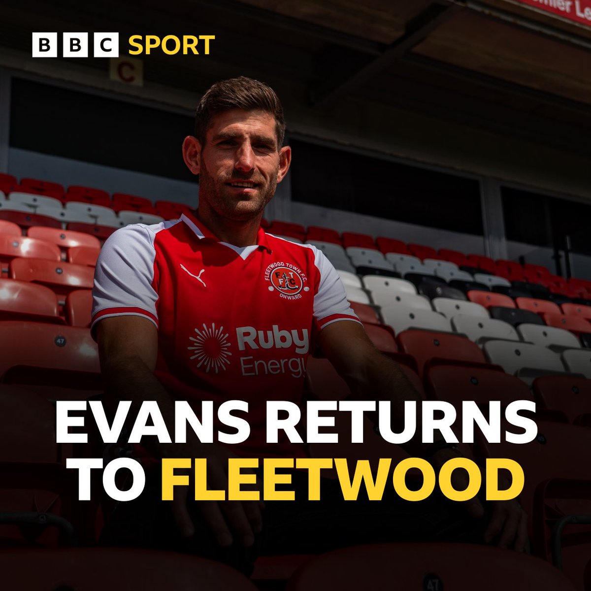 BBCLancsSport's tweet image. Fleetwood Town have signed Ched Evans on a one year contract.
Evans is returning to Highbury for a second spell with the cod army having been with them from July 2018 to January 2021.
#ftfc I #bbcfootball I #bbcsport