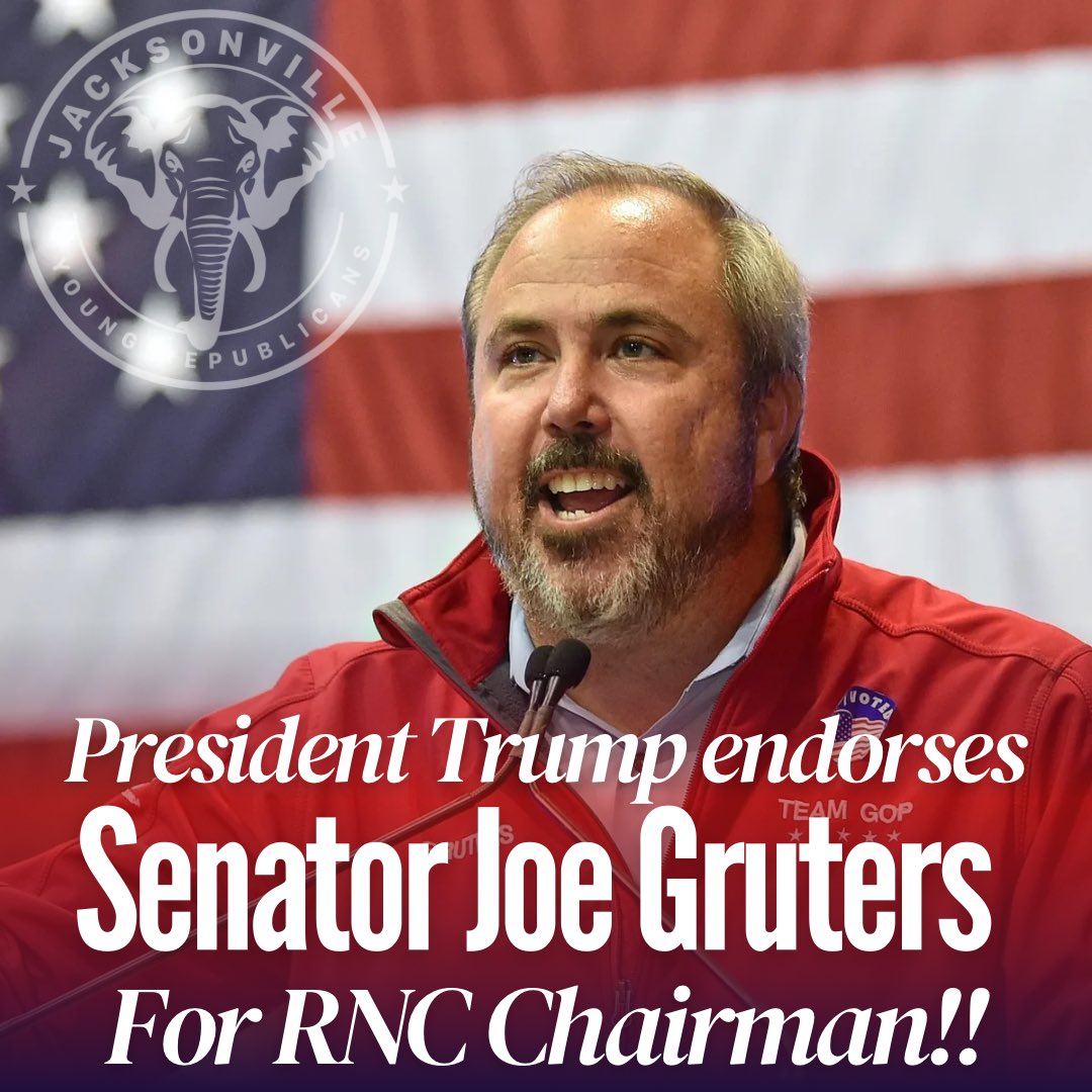 JaxYRs's tweet image. ‼️Florida continues to lead the way‼️
Senator @JoeGruters, Former @FloridaGOP Chairman and Current RNC Treasurer, has been endorsed by President @realDonaldTrump to become the @GOP Chairman!
We know Joe will do a fantastic job in this role and wholeheartedly support him in…
