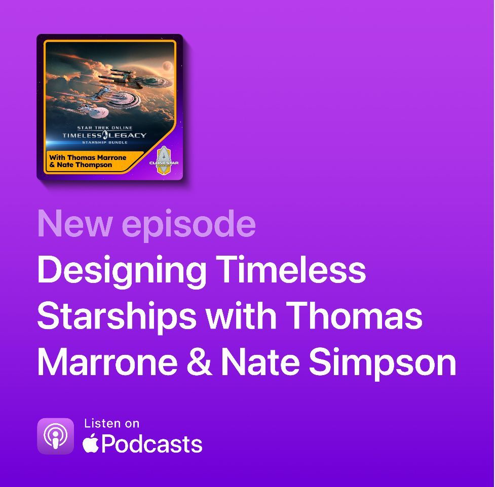 CloneStarPod's tweet image. 🖖 NOW ON APPLE PODCASTS 🖖
What goes into designing a legendary #StarTrek ship?
🎙️ Thomas Marrone & Nate Simpson join us to talk the Timeless Legacy Bundle and the design process behind @trekonlinegame
🎧 Listen: apple.co/4miCufn
#StarTrekOnline #CloneStarPodcast