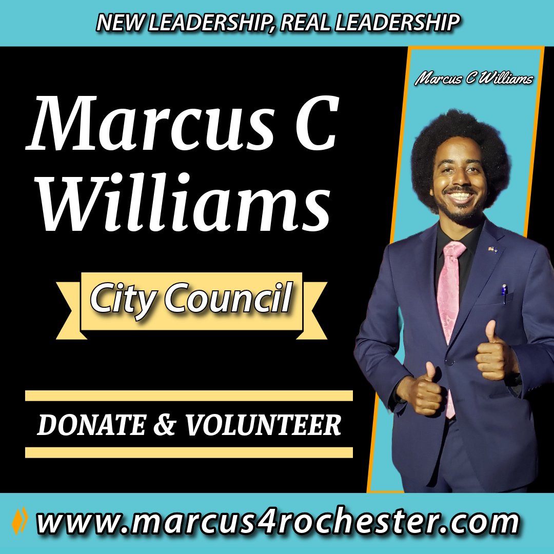 Marcus4Roc's tweet image. SHARE: November 4th is election day and I need your help please donate and volunteer so that we can make real change in Rochester.
You don't even have to be local to donate. And in November and early voting no matter what your party is you can vote for me without having to…