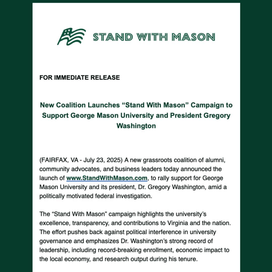 JenniferBoysko's tweet image. I stand with George Mason University's President, Dr. Gregory Washington.