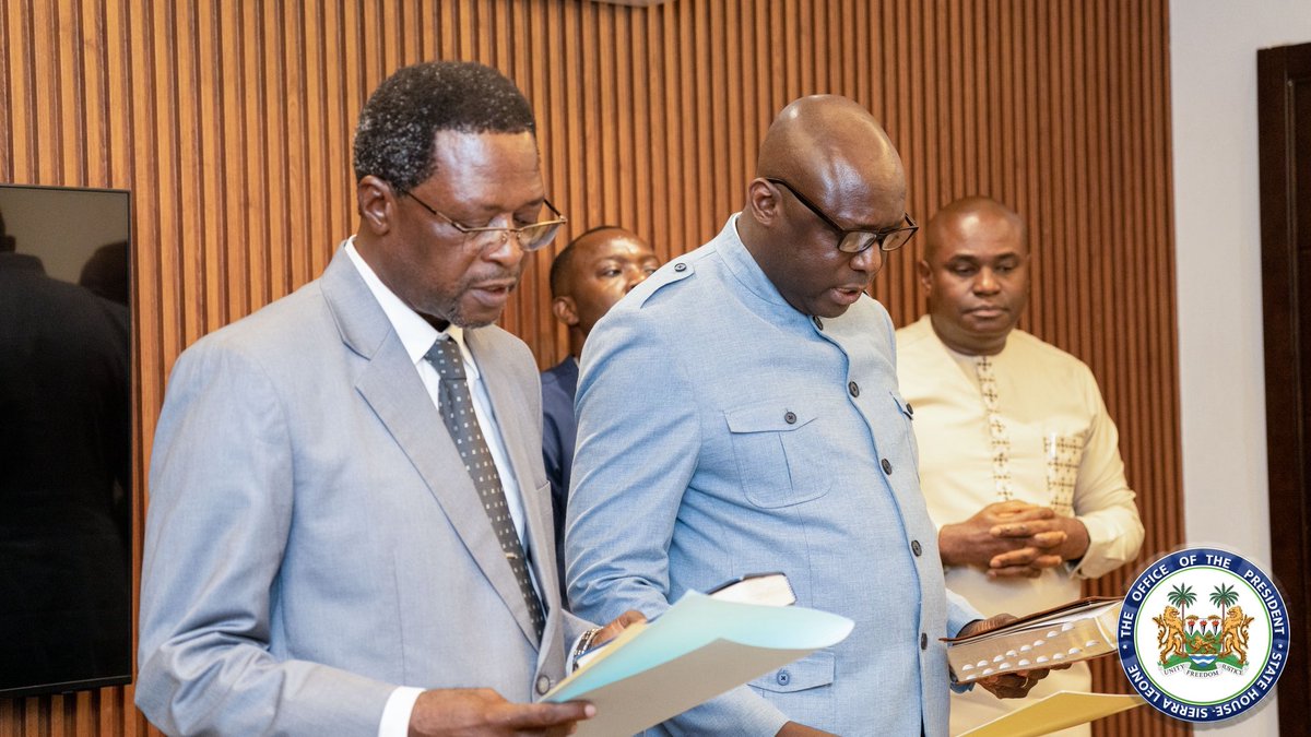 julius_maadabio's tweet image. The Deputy Minister of Communication, Technology, and Innovation, Paul Hinga Tucker, along with the Deputy Minister of Internal Affairs, David Fortune, have officially taken their oaths of office.
I look forward to supporting you both as you leverage your experience to advance…