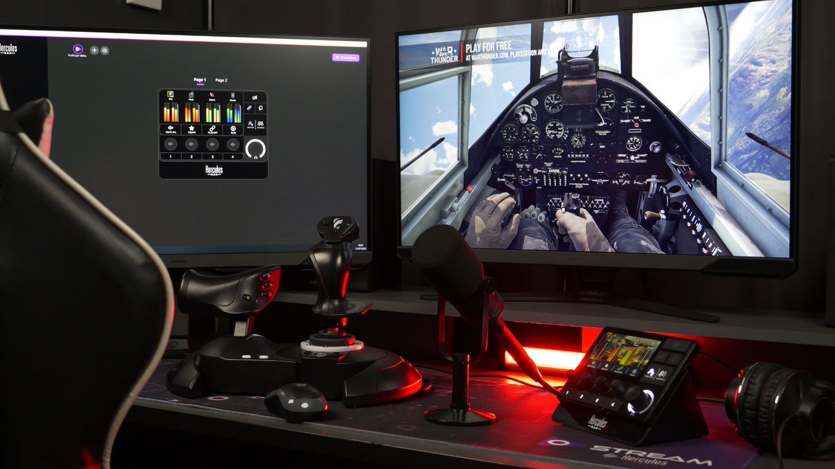 TMThrustmaster's tweet image. Hey War Thunder pilots and tank commanders ๐
Ever wished you could control your game playlist or mute Discord without alt-tabbing in the middle of a fight?
The Stream 100 & 200 XLR by @hercules_stream are made for that. ๐๏ธ๐ง
Total control, without leaving the heat of battle.โฆ