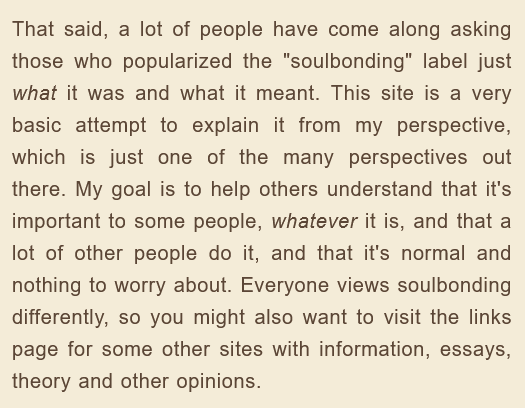 winreyplace's tweet photo. If there is ONE post talking about soulbonding's origins I wish #soulbondtwt would read, it's this one by one of the people that was in the same mailing list as Amanda Flowers (the one who coined the term): https://t.co/qUGfHFUfAp

1/3 https://t.co/ERNndLg5ck