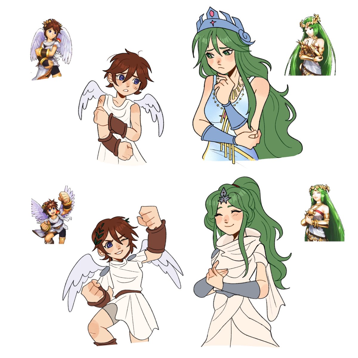 captainludraws's tweet image. sprite redraws w their retro designs 😋
#kidicarus #pit #palutena #procreate