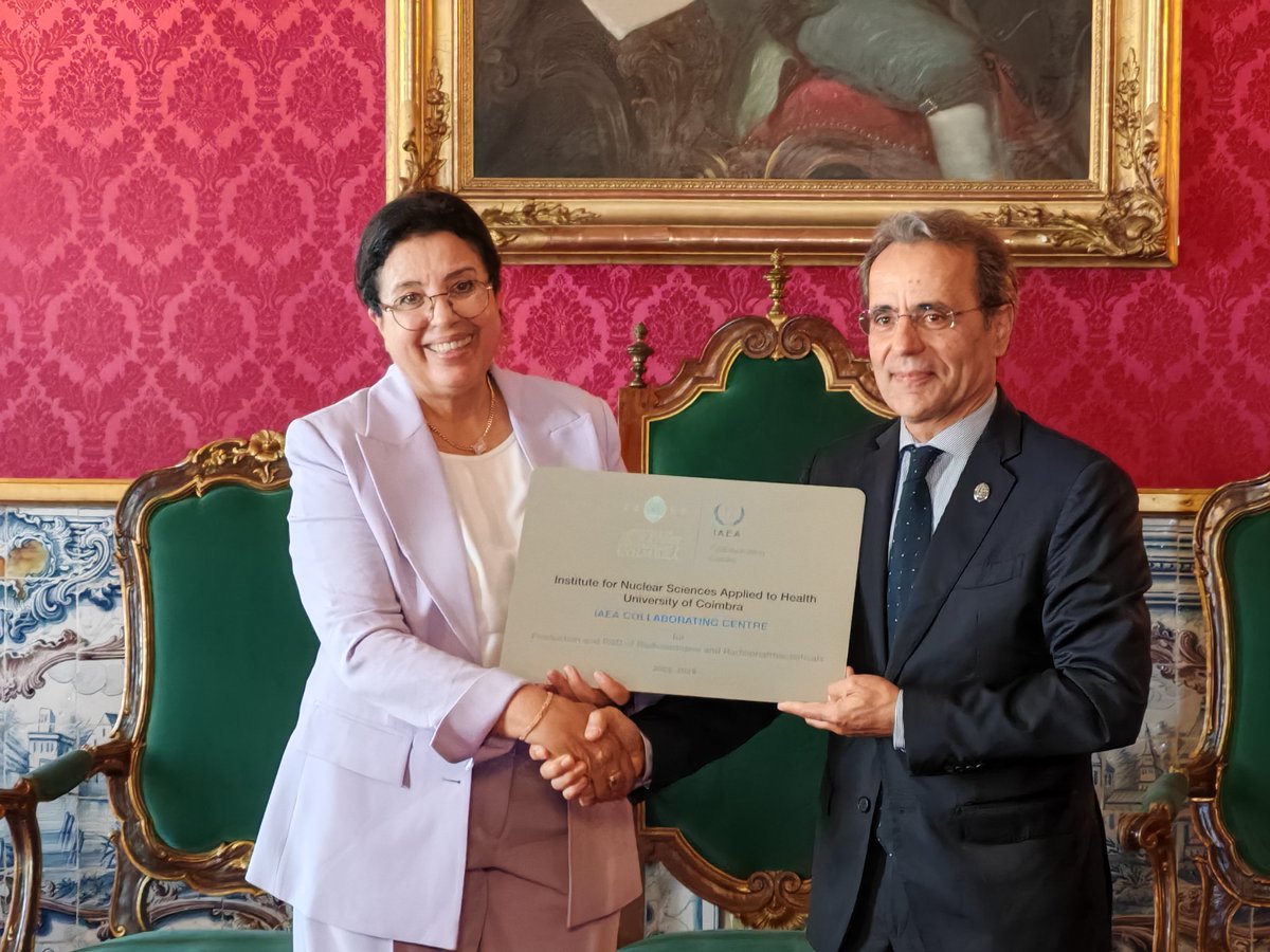 IAEANA's tweet image. Today @iaeaorg DDG Mokhtar visited
@UnivdeCoimbra in 🇵🇹 to mark the re-designation of ICNAS as an IAEA Collaborating Centre, renewing a key partnership in radiopharmaceutical R&D and training.
🔬Learn more about IAEA Collaborating Centres: tinyurl.com/mwfnz82u